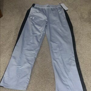 NWT! Under Armour Light Gray Pants with Black Stripes